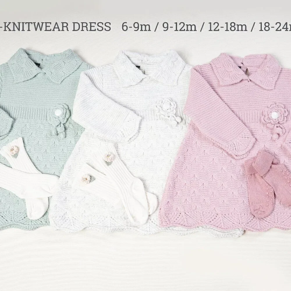 Baby Girl Knit Dress Outfit | Camelia Flower Baby Girl Clothing